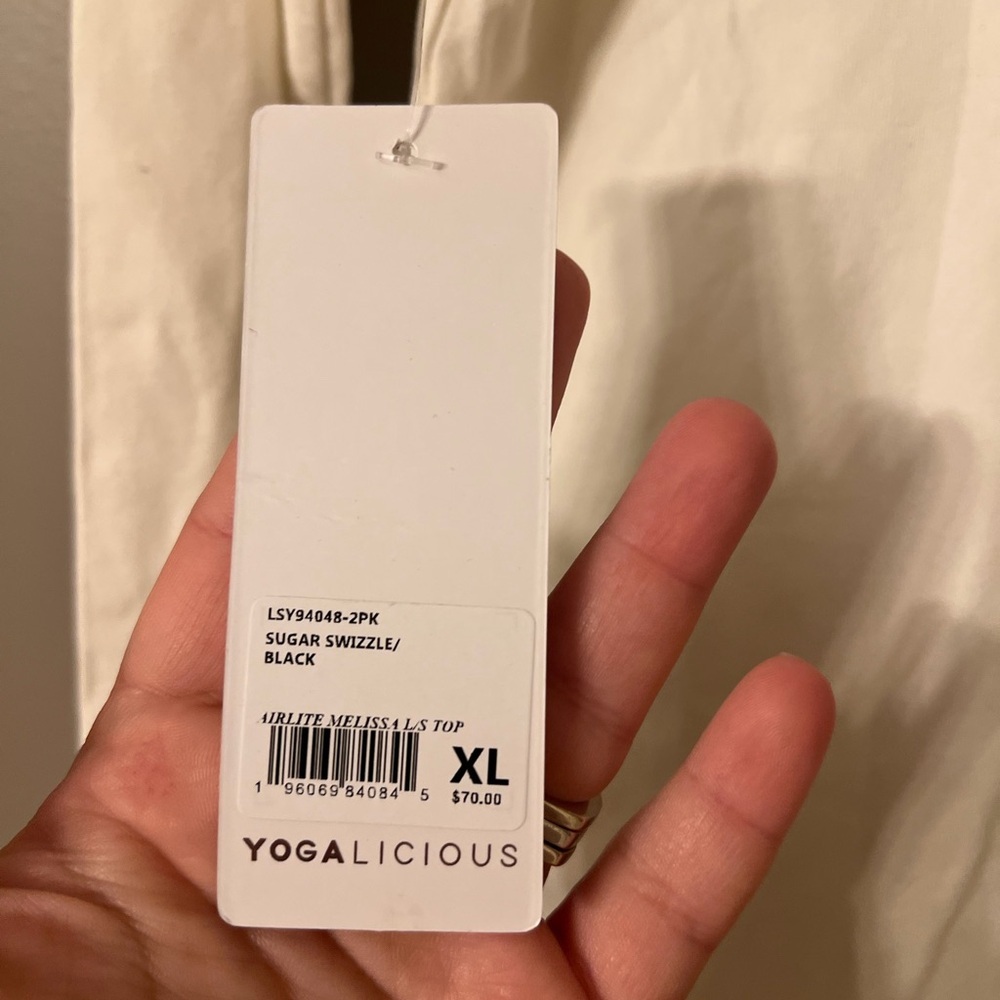 Yogalicious Off White Long Sleeve Melissa Fitted Tee NWT XL - Picture 8 of 8